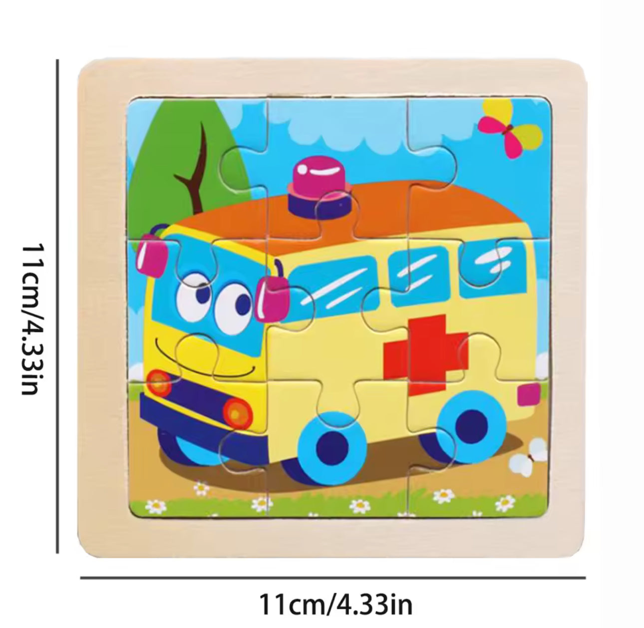 Fából készült kirakós puzzle 11cm x11cm