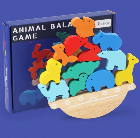 Fából készült egyensúlyozó állatok játék