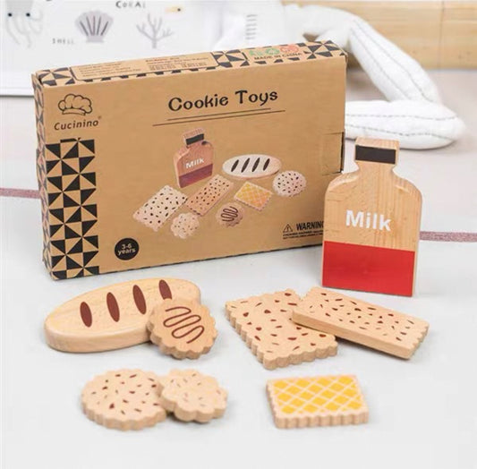Cucinino fa keksz játék szett tejüveggel – Szerepjáték sütemények és kenyér gyerekeknek