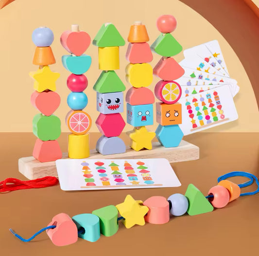 Montessori fa fűzős és rakosgató szett