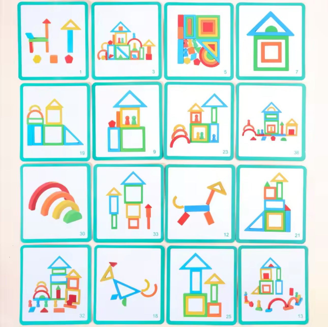 Montessori fából készült szivárvány építő kreatív játék + 18 Kátya