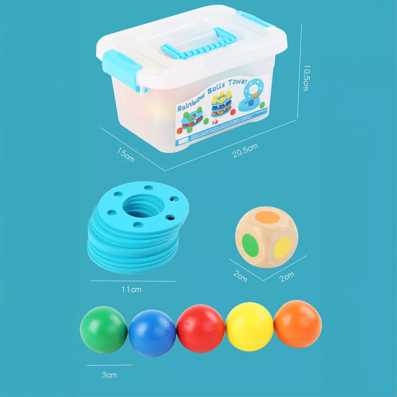 Szivárvány labda torony fa játék