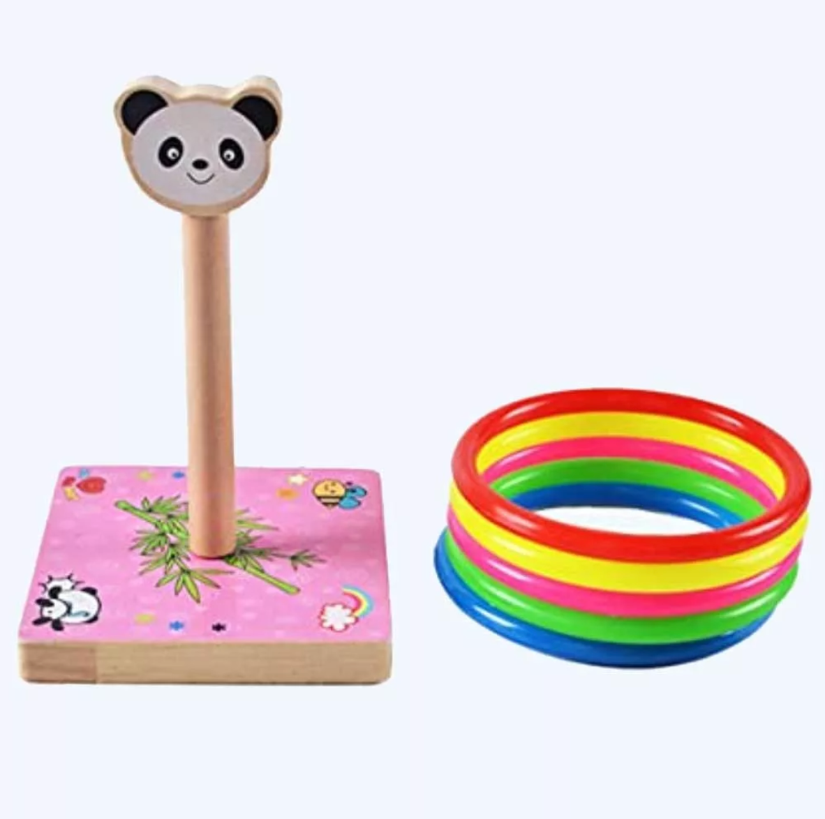 Fa karikadobáló játék (Panda/Cica/Kutya/Nyuszi)