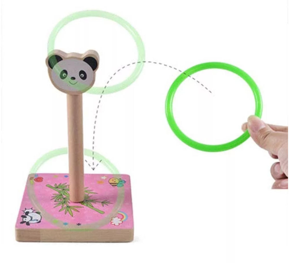 Fa karikadobáló játék (Panda/Cica/Kutya/Nyuszi)