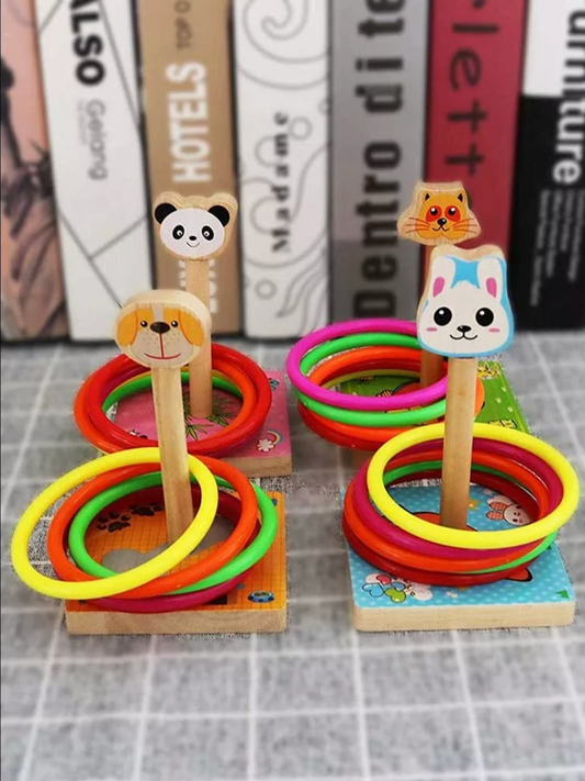 Fa karikadobáló játék (Panda/Cica/Kutya/Nyuszi)