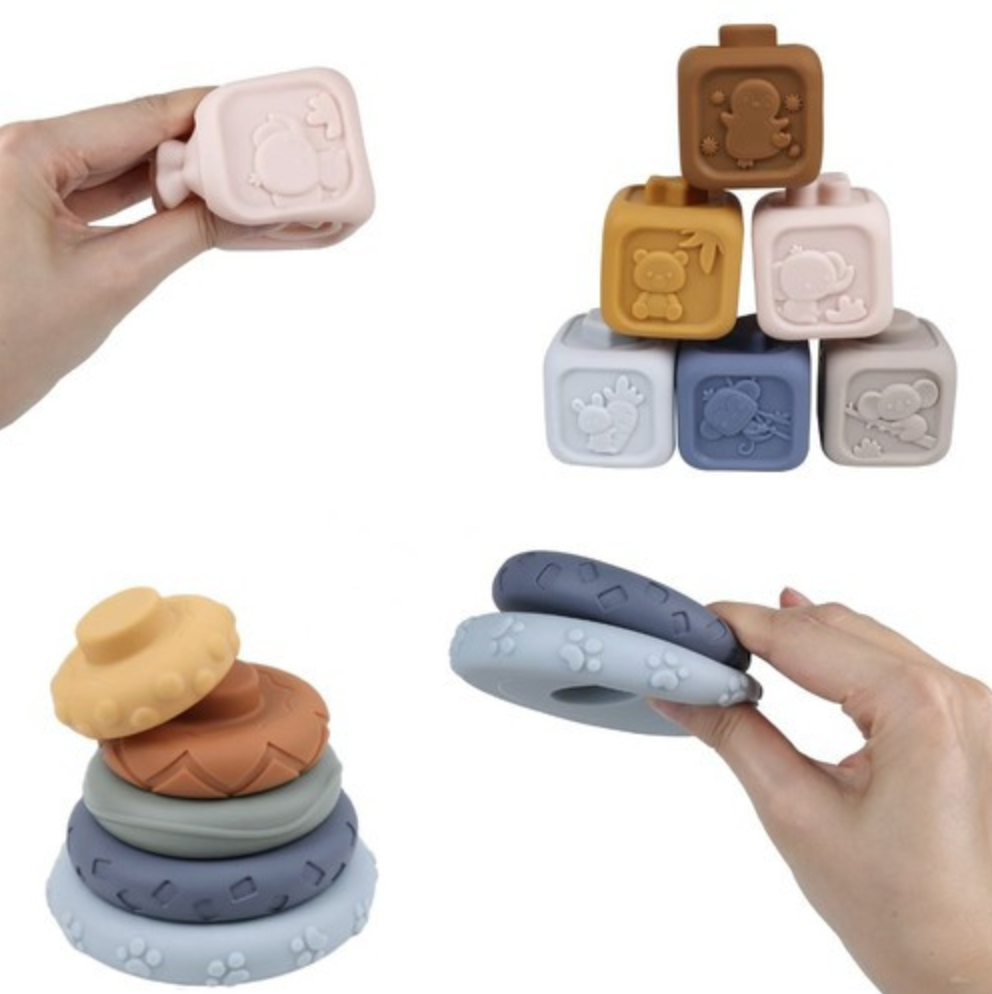 Koala maci formájú puha szenzoros kockák és torony baba jaték