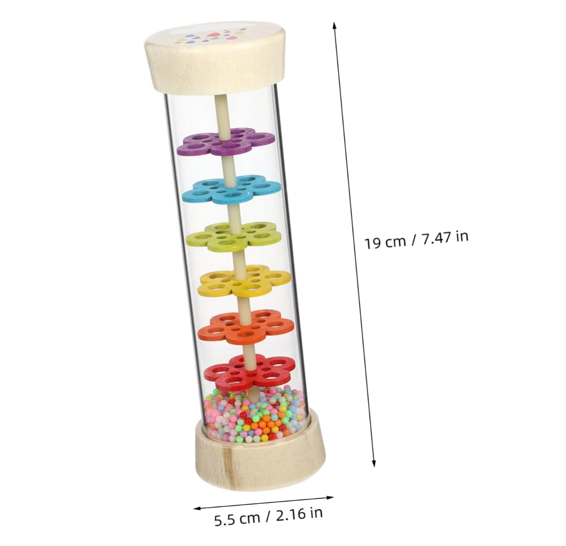 Wodi Toys Szivárvány esőbot, baba csörgő fa játék