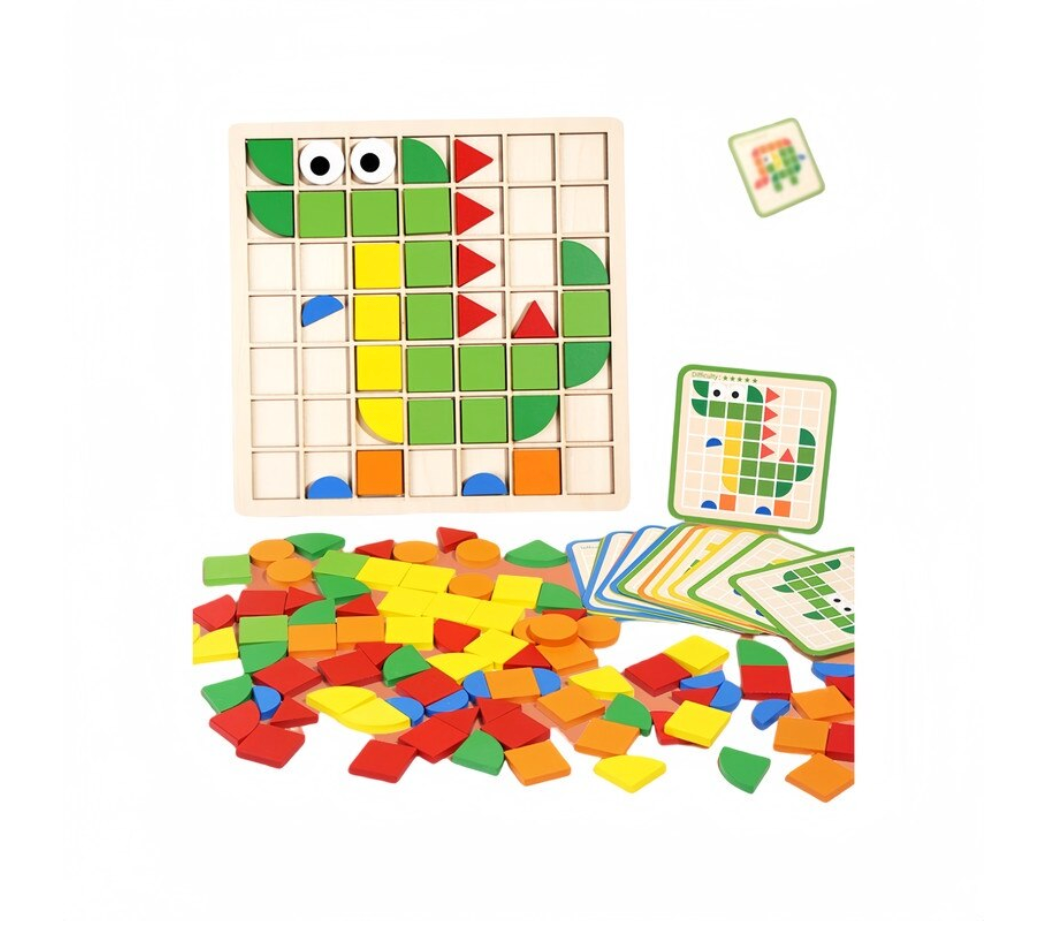 Fából készült 3D mozaik kirakós játék
