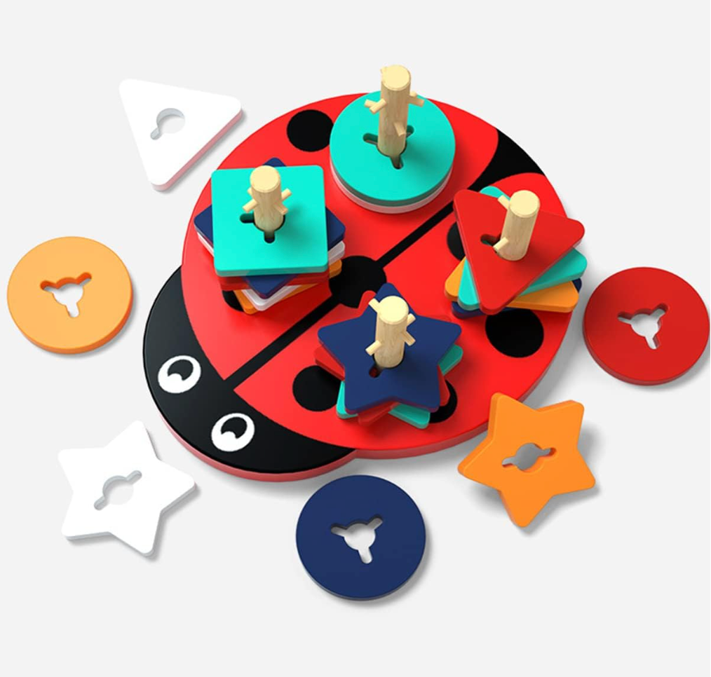 Montessori fából készült katicabogár puzzle