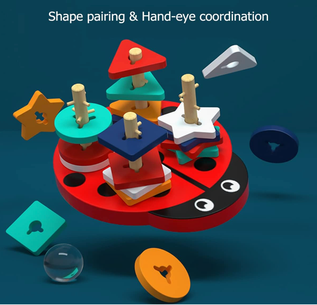 Montessori fából készült katicabogár puzzle