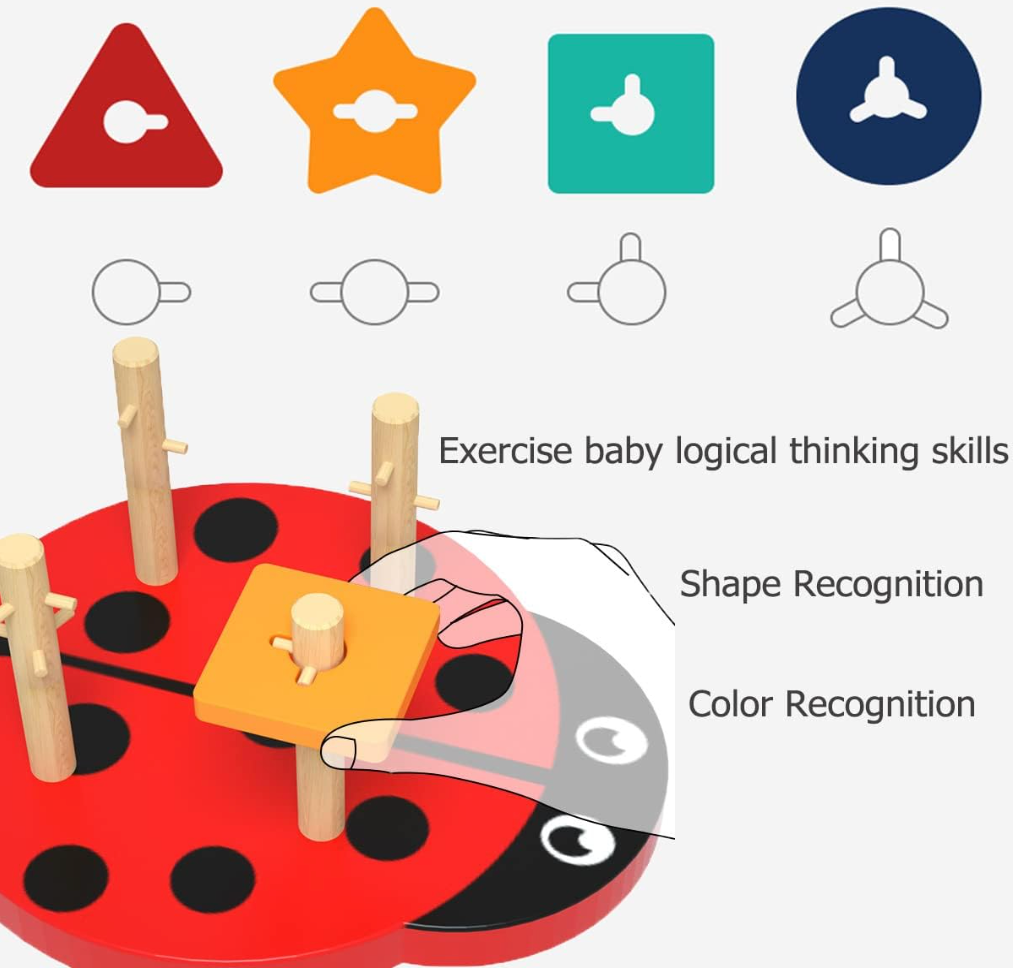 Montessori fából készült katicabogár puzzle
