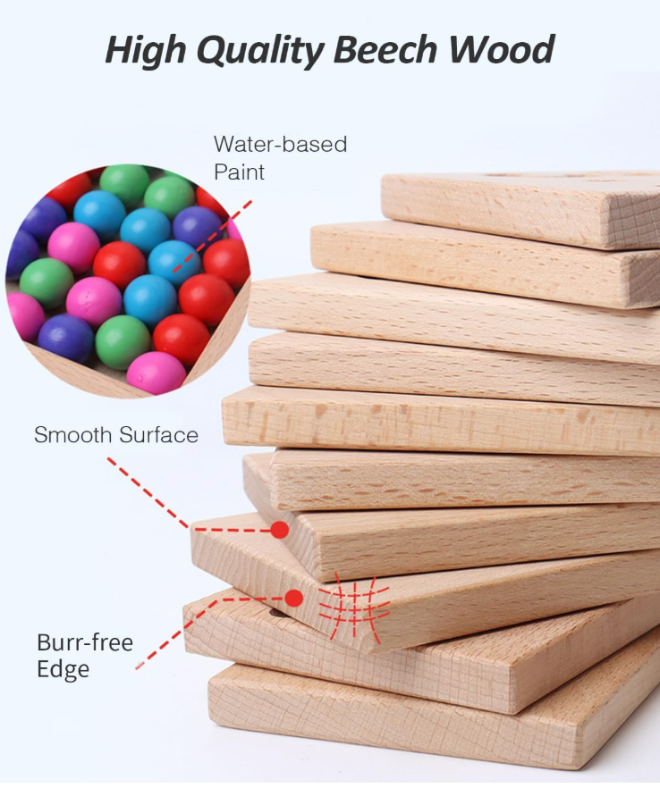 Fából készült matematikai számok clip beads oktató játék
