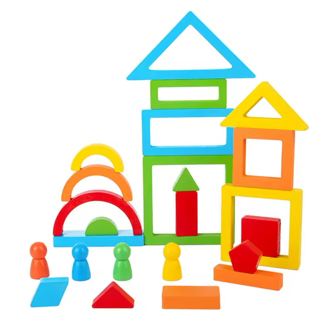 Montessori fából készült szivárvány építő kreatív játék + 18 Kátya