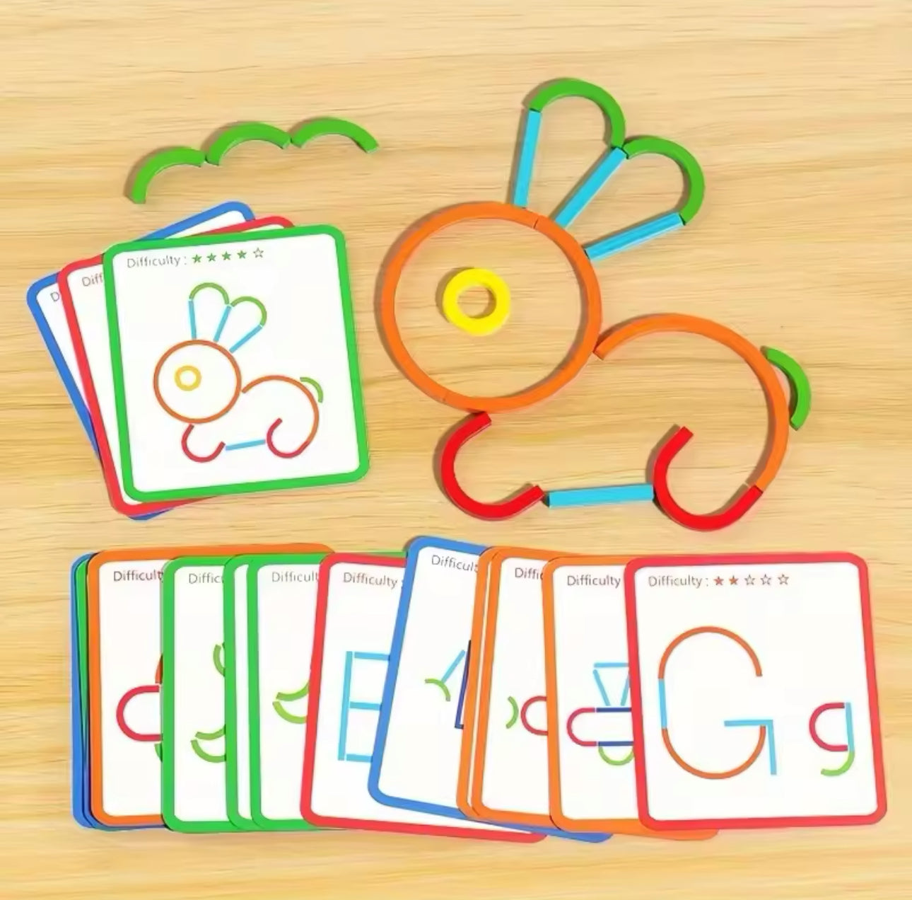 Montessori fából készült szivárvány építő kockák társasjáték