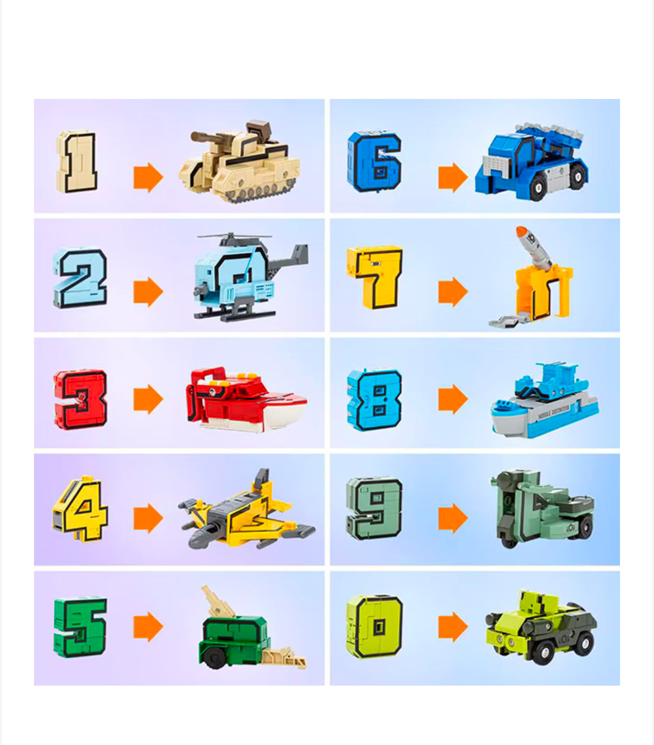 Pocket Morphers Számok 0–9 Robot Szett – Átalakuló Szám Játékok (XinleXin)