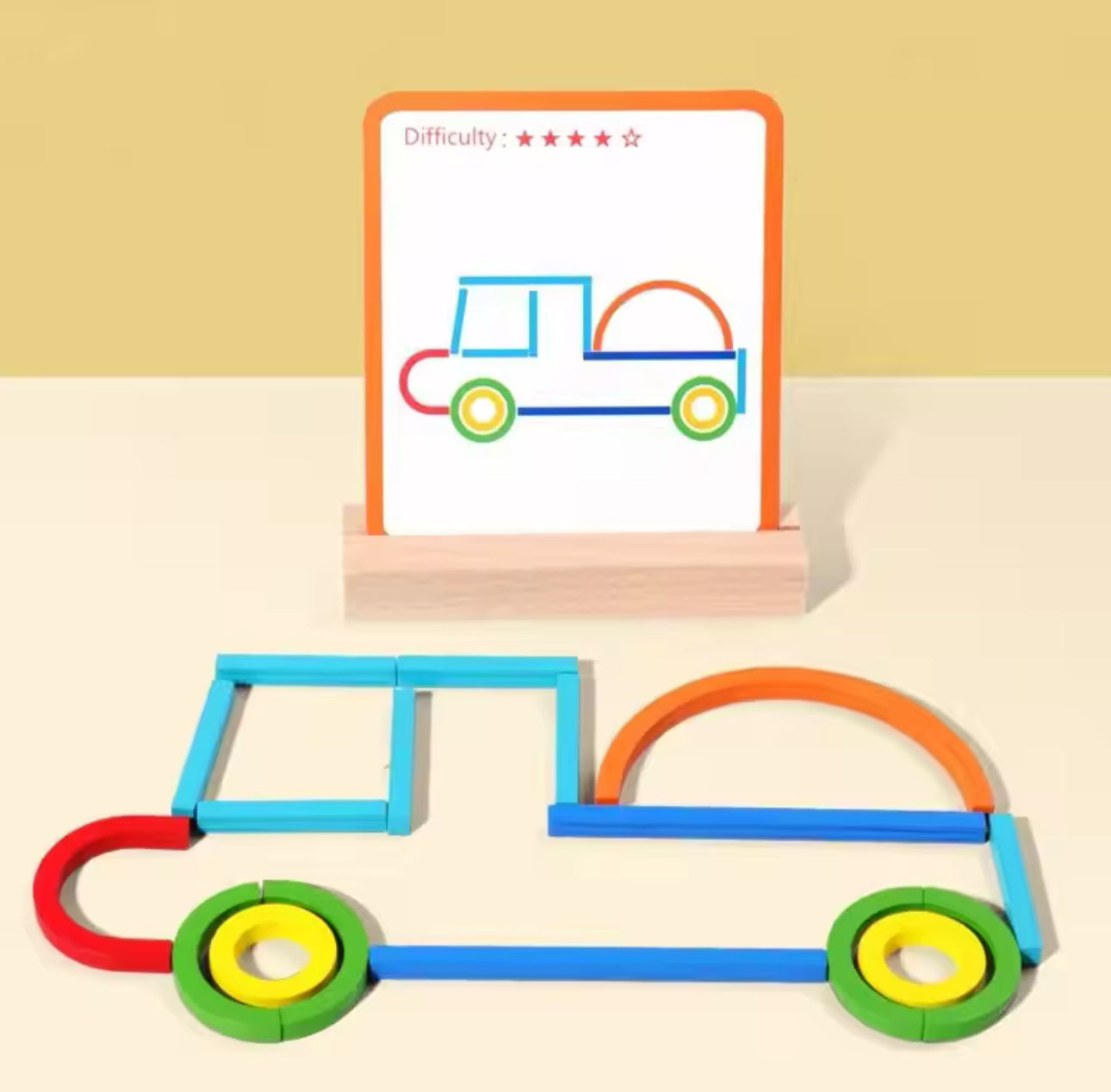 Montessori fából készült szivárvány építő kockák társasjáték