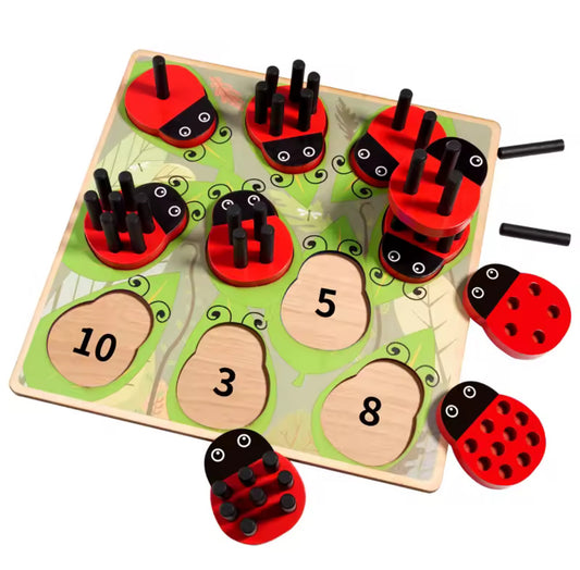 Montessori Katicabogár Számoló Játék – Fa Szám Puzzle Gyerekeknek