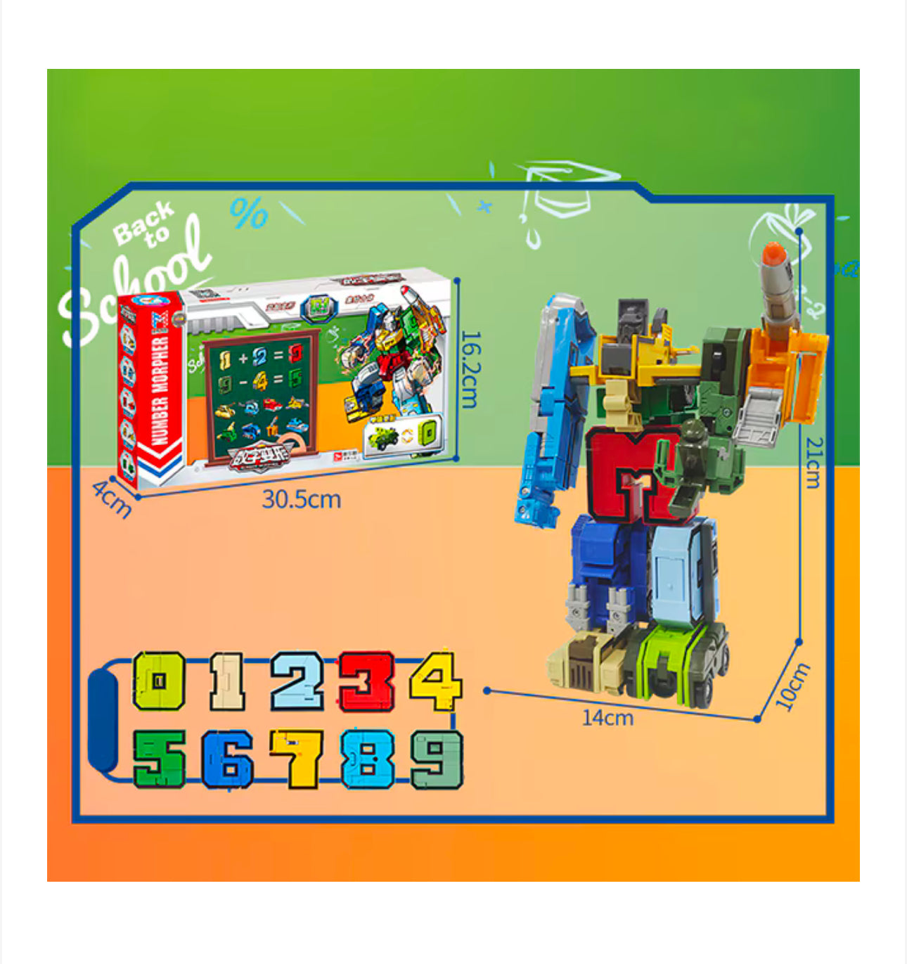 Pocket Morphers Számok 0–9 Robot Szett – Átalakuló Szám Játékok (XinleXin)