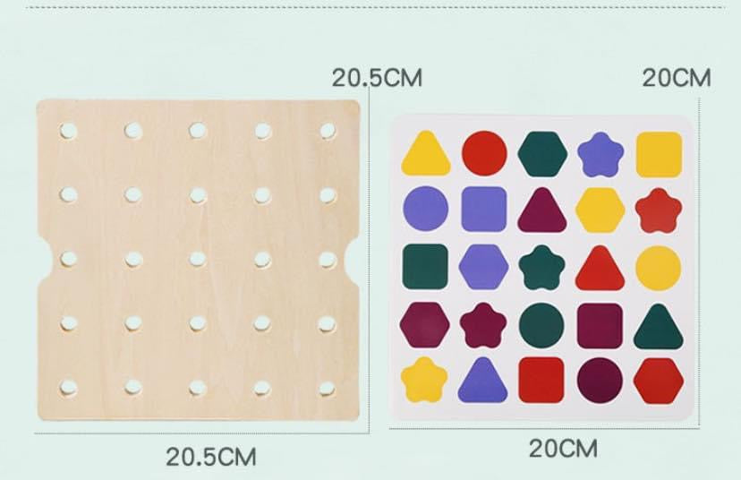 Fa fejlesztő játék szivárvány csavarokkal, formákkal és feladatkártyákkal