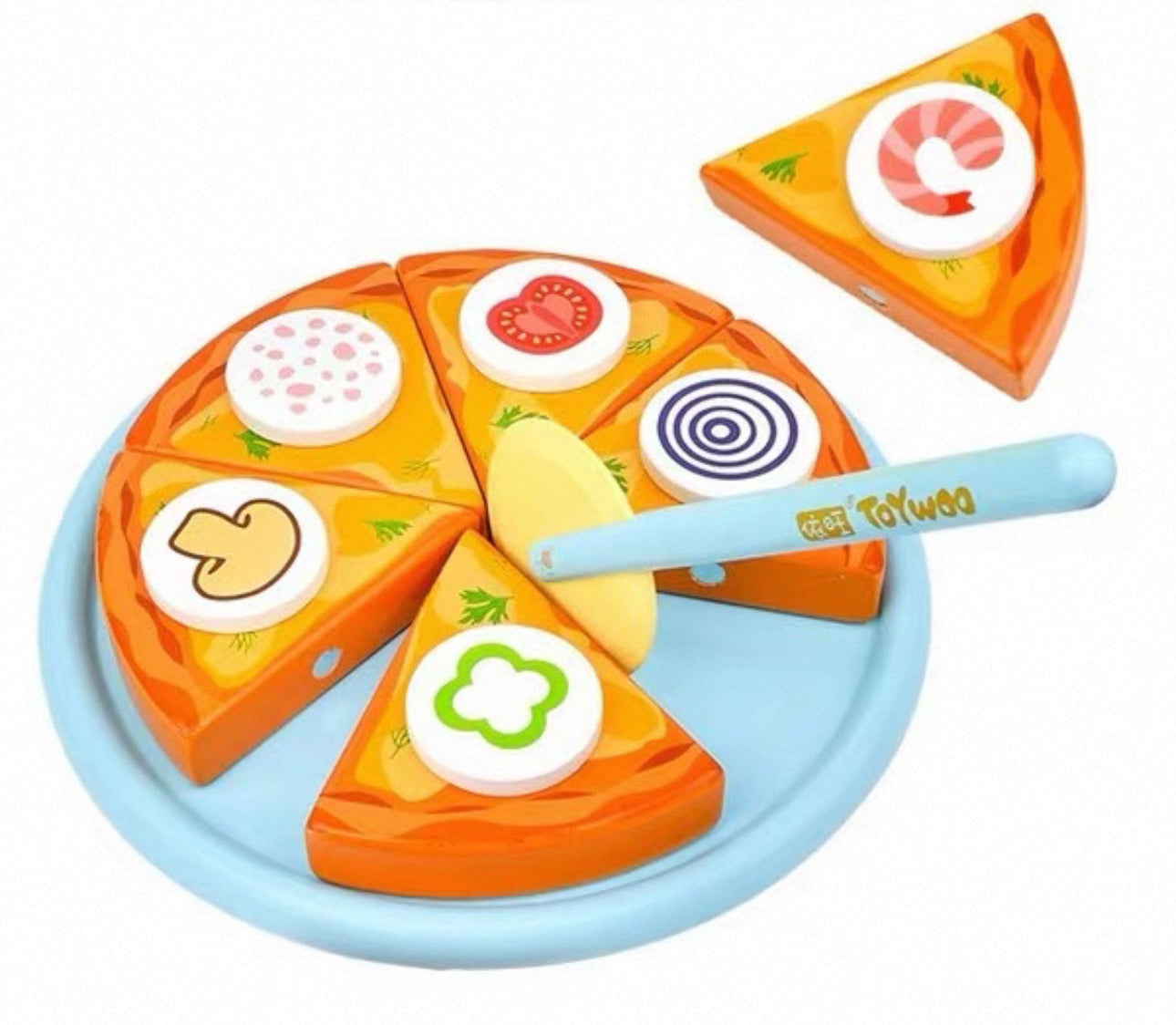 Fából készült mágneses pizza szeletelő játék