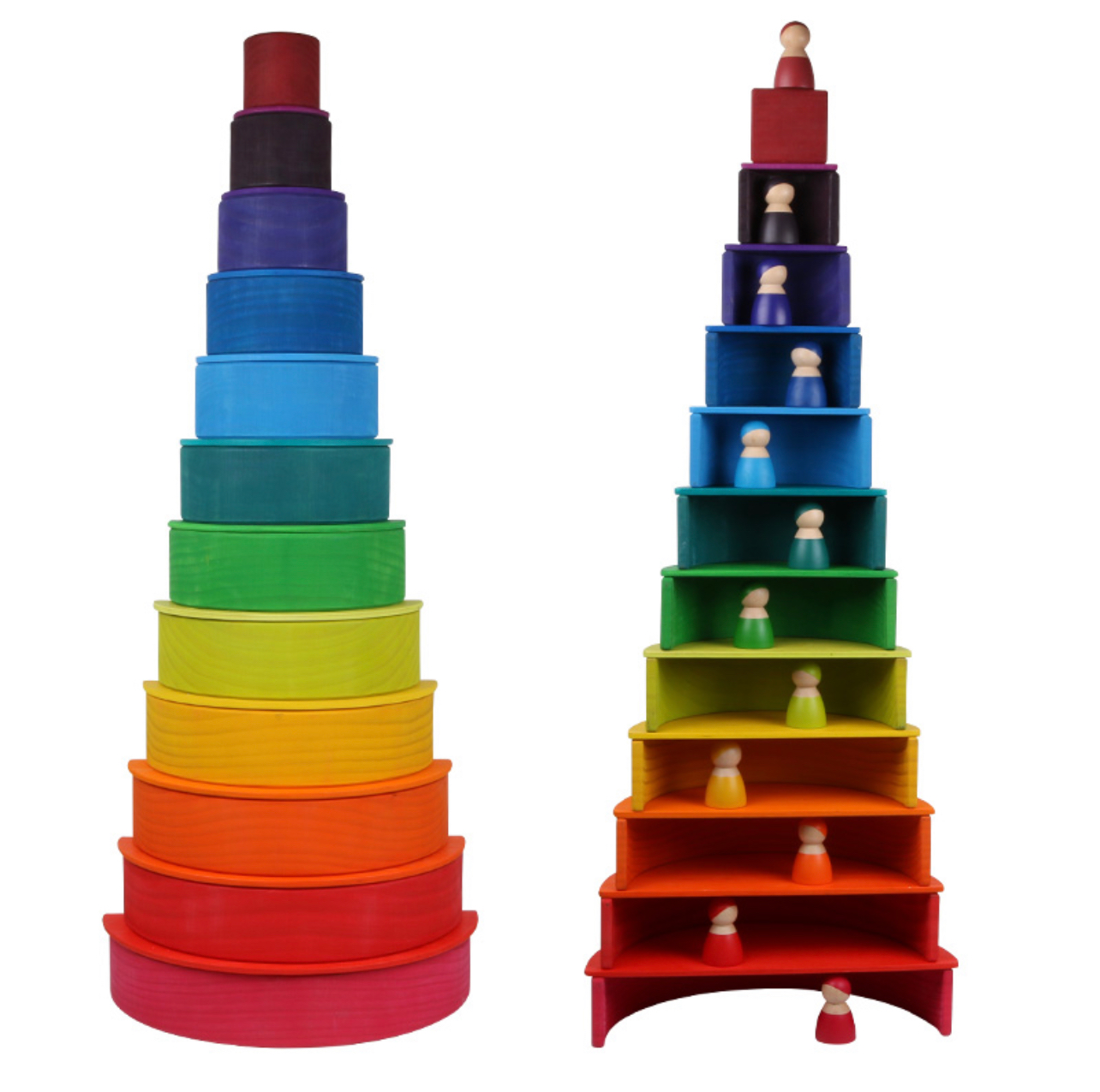 Montessori fából készült szivárvány figurák 12DB