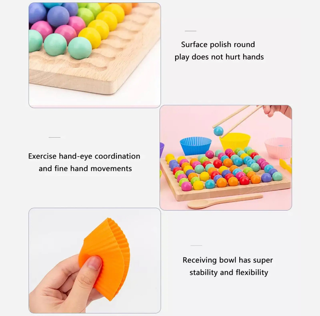 Montessori szivárvány színű gyöngyök társasjáték