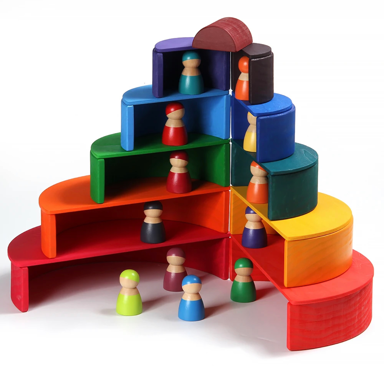 Montessori fából készült szivárvány figurák 12DB