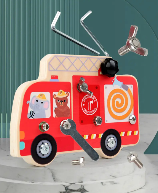 Montessori fa tűzoltóautó csavarhúzó készlet