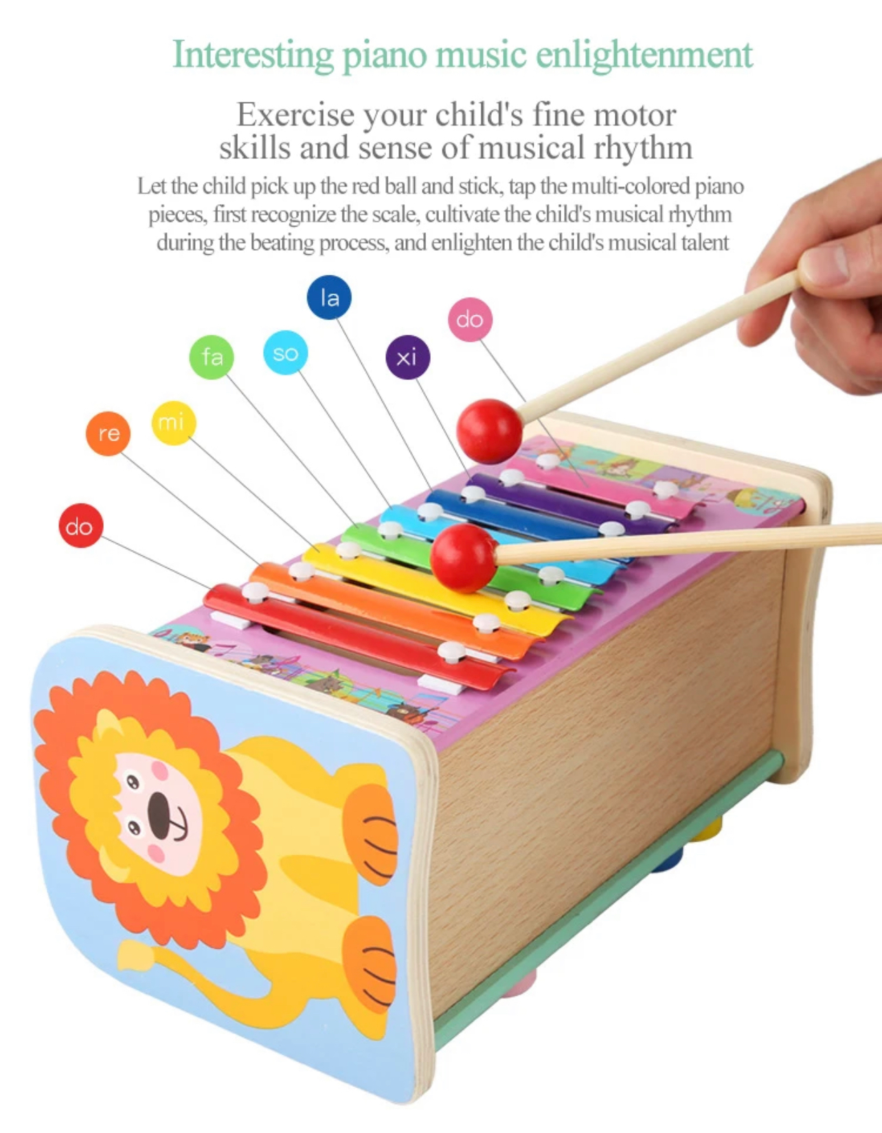 Montessori fa játék 3 in 1 Whack-a-mole Játék, érzékszervi játék