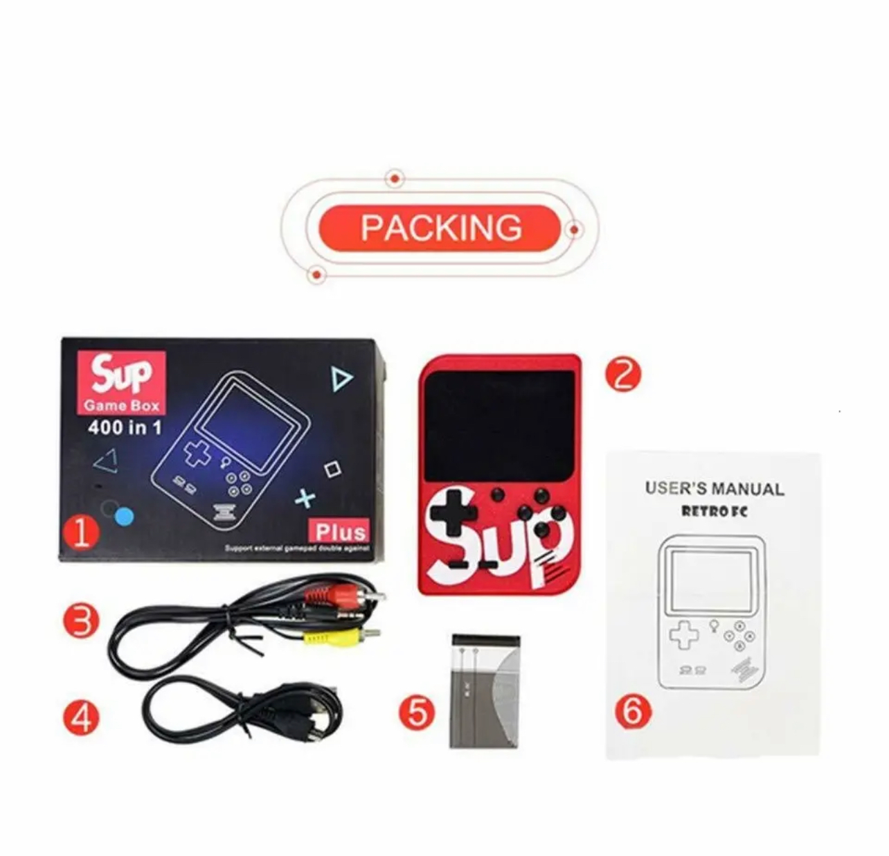 Sup X Game Box 400IN1 nosztalgia kézi játékkonzol 400 beépített játékkal (BBV)