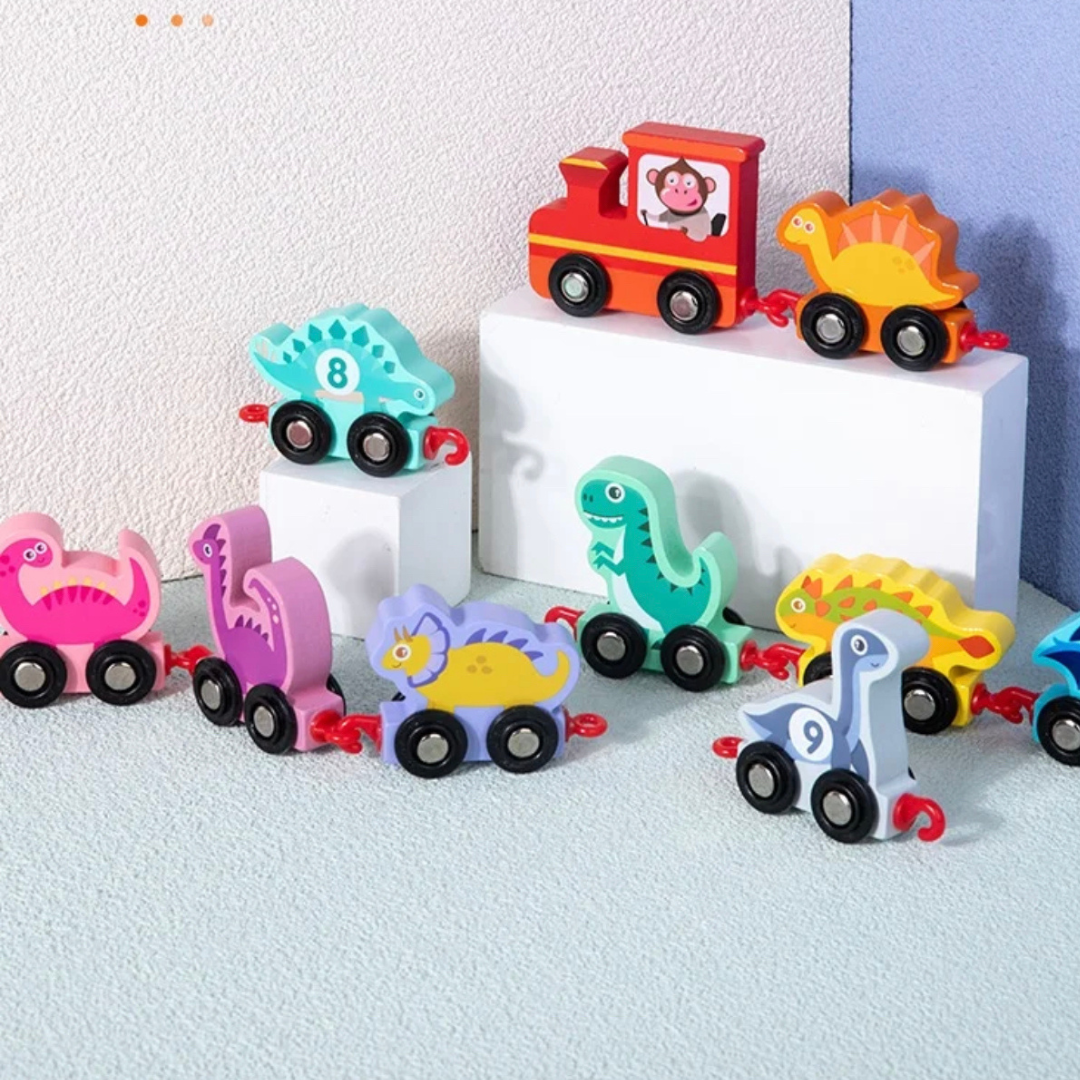 Dinoszaurusz fa vonat számokkal