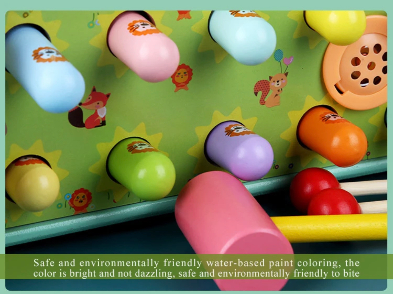 Montessori fa játék 3 in 1 Whack-a-mole Játék, érzékszervi játék