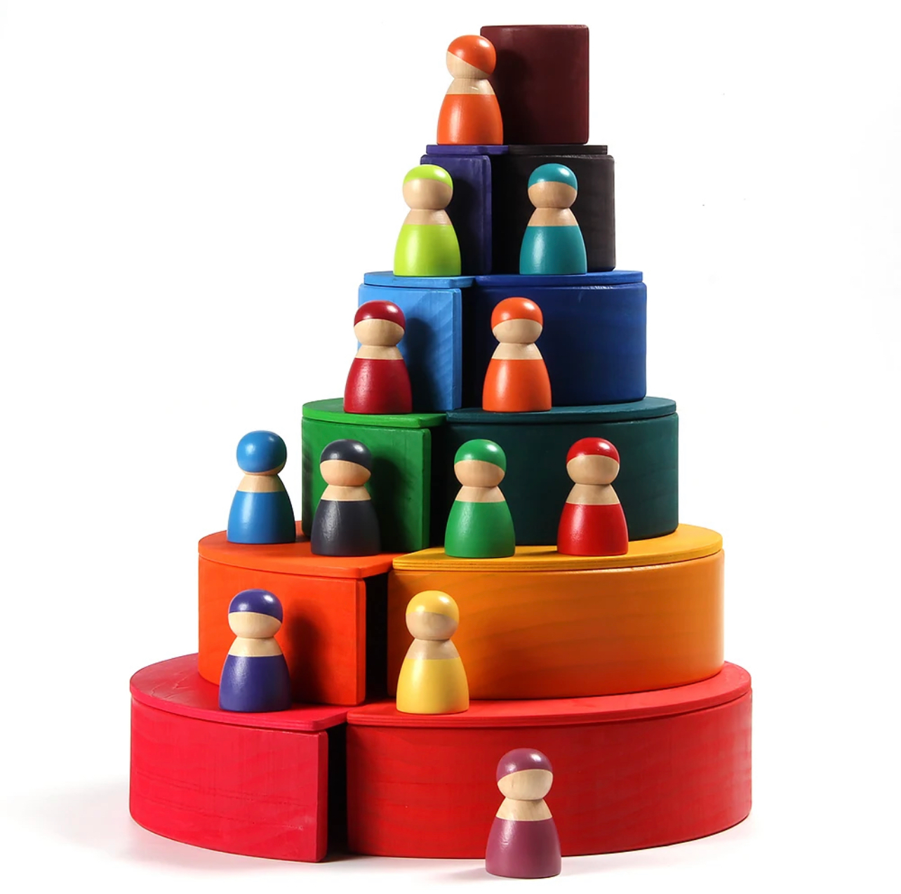 Montessori fából készült szivárvány figurák 12DB