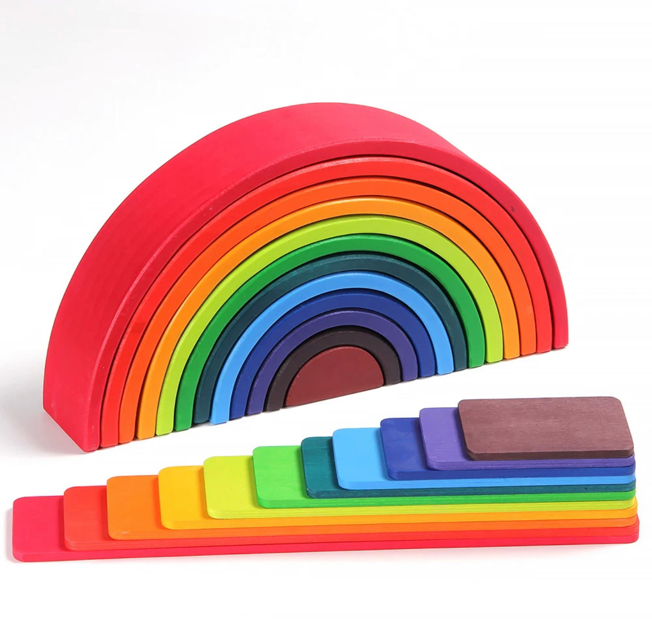 Montessori fából készült szivárvány építő lapok (11db)