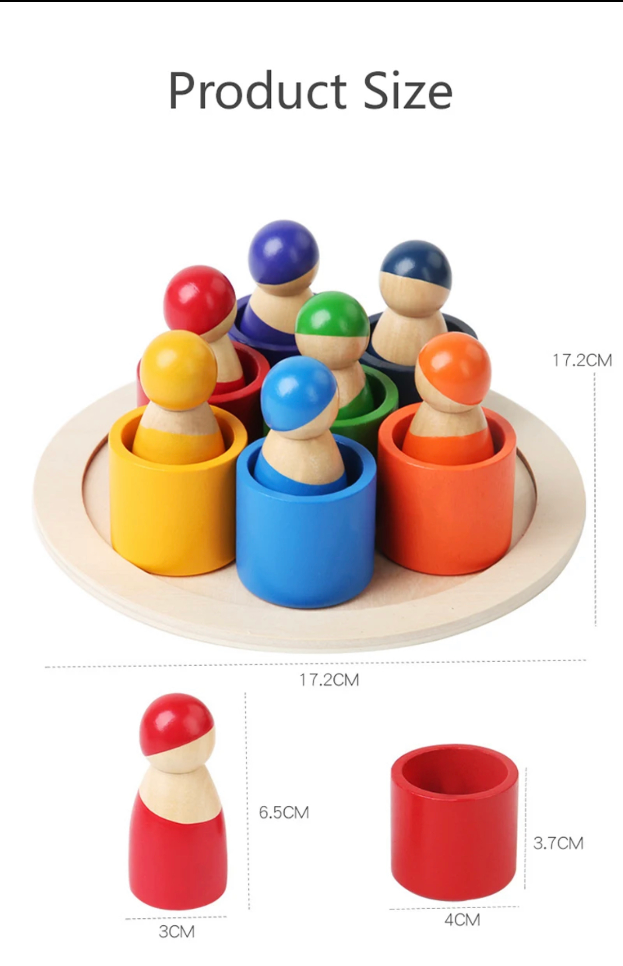 Montessori fából készült szivárvány emberek