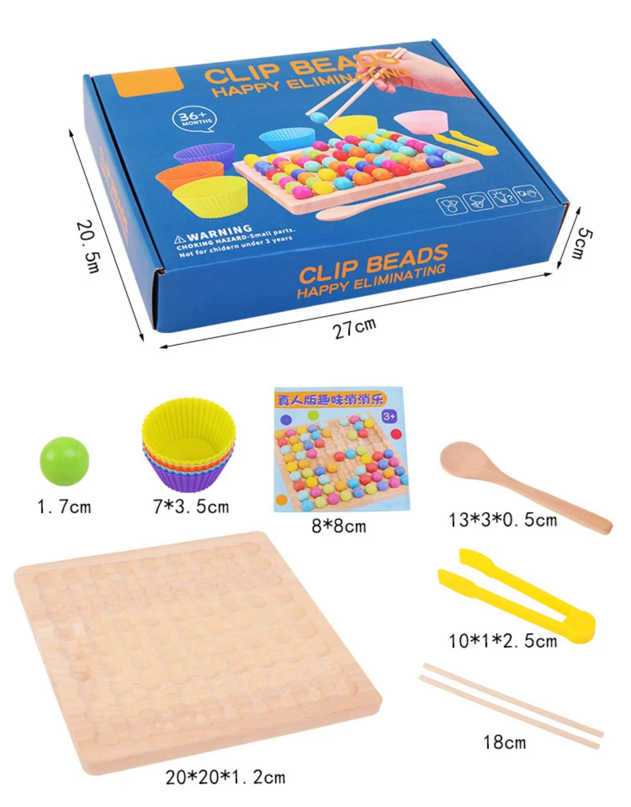 Montessori szivárvány színű gyöngyök társasjáték