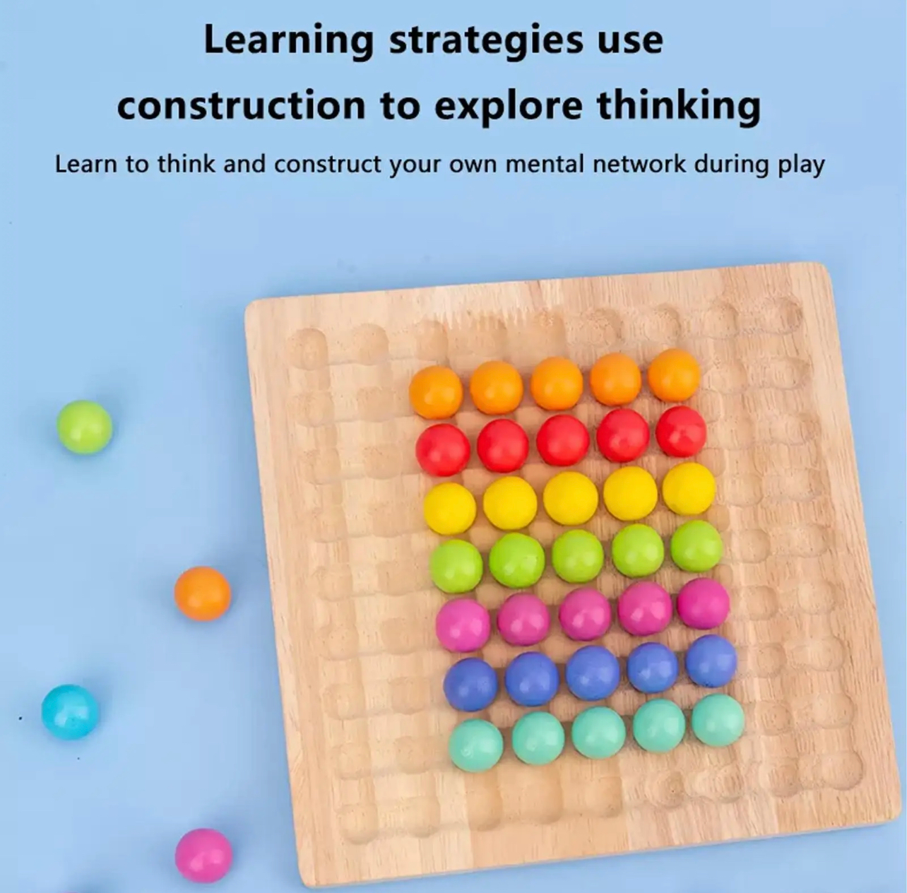 Montessori szivárvány színű gyöngyök társasjáték