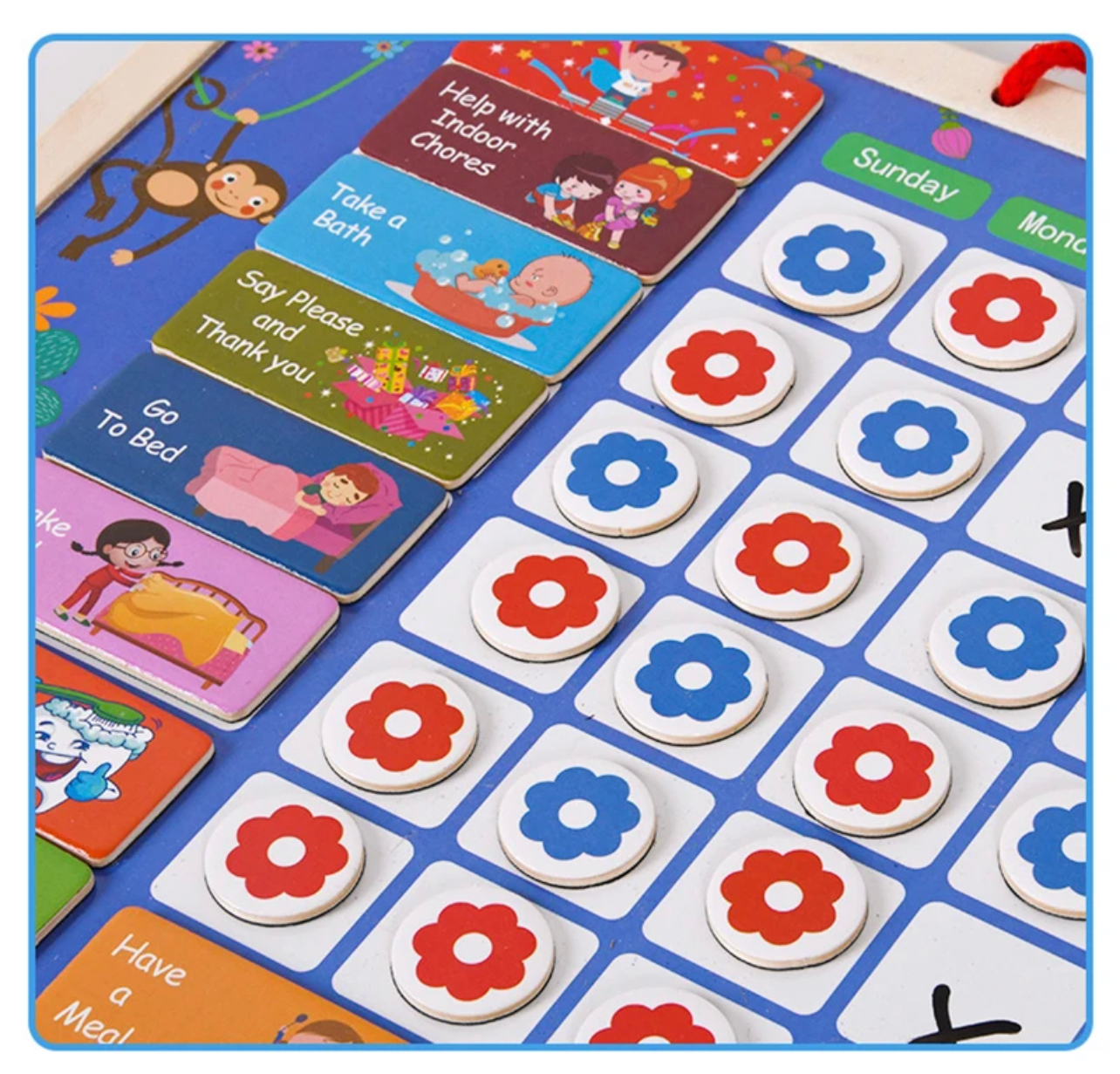 Mágneses tábla napi feladatok táblázattal (56db)