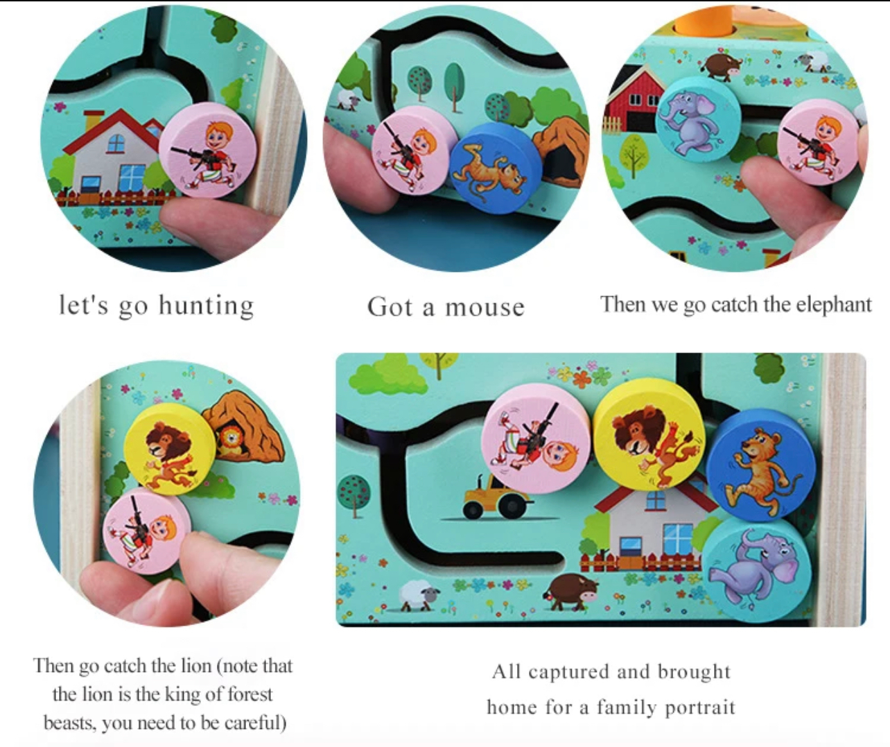 Montessori fa játék 3 in 1 Whack-a-mole Játék, érzékszervi játék