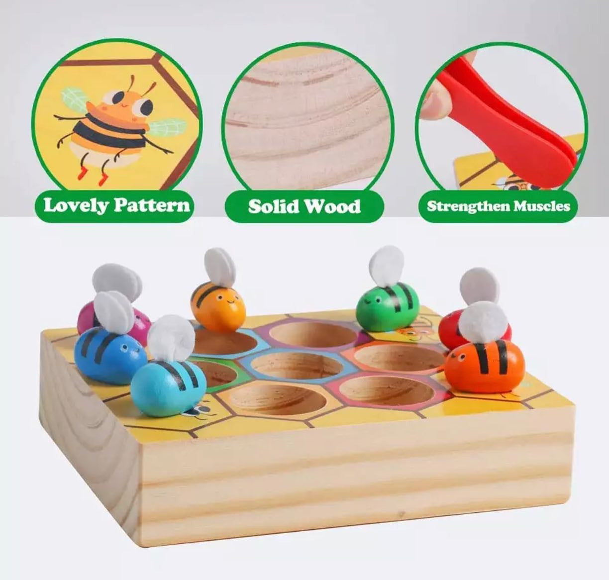 Montessori méh méhsejt oktató fa játék
