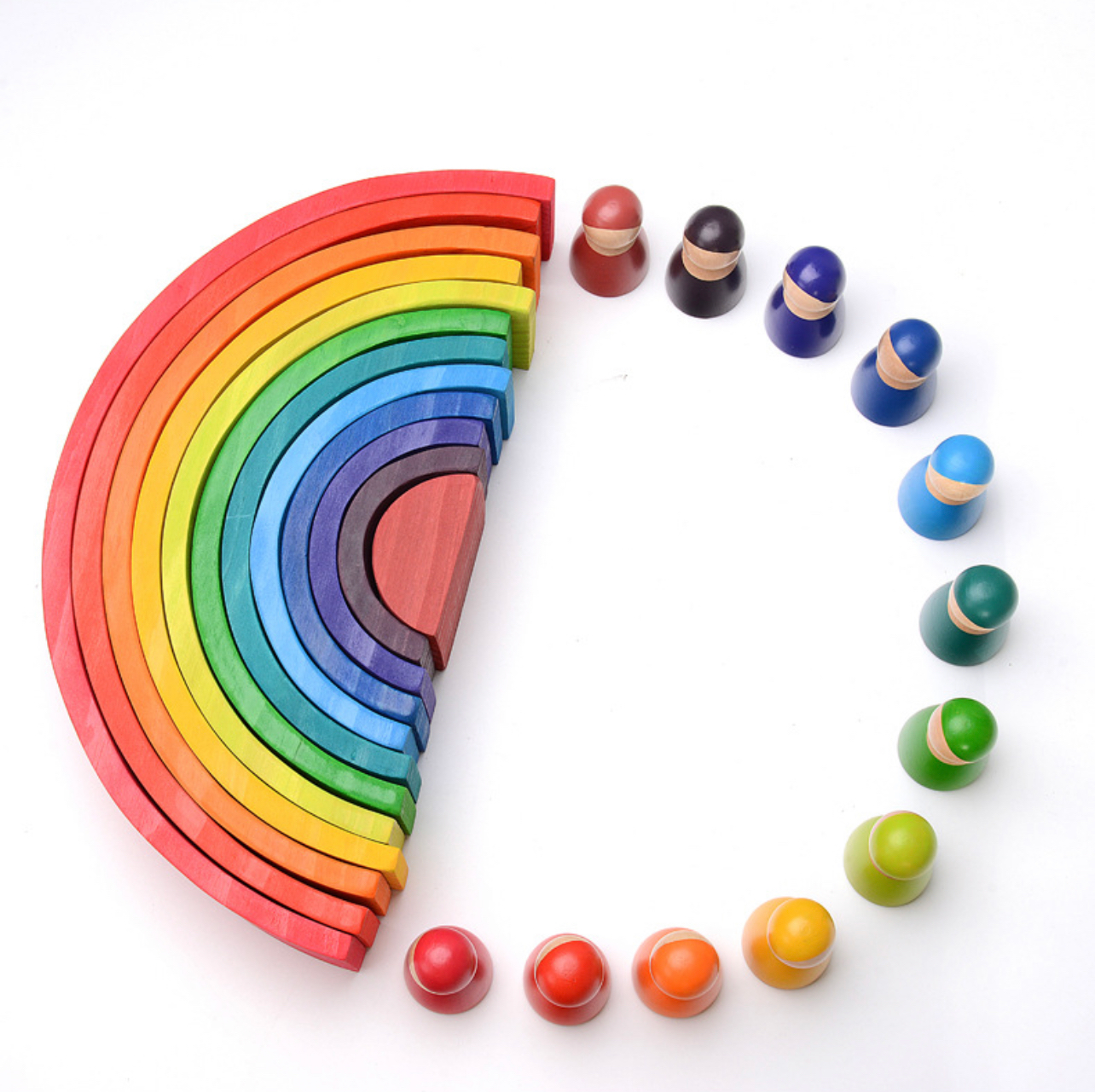 Montessori fából készült szivárvány figurák 12DB