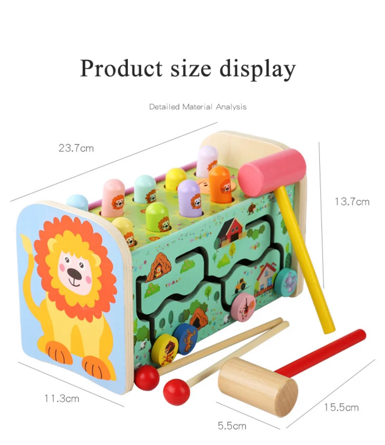Montessori fa játék 3 in 1 Whack-a-mole Játék, érzékszervi játék