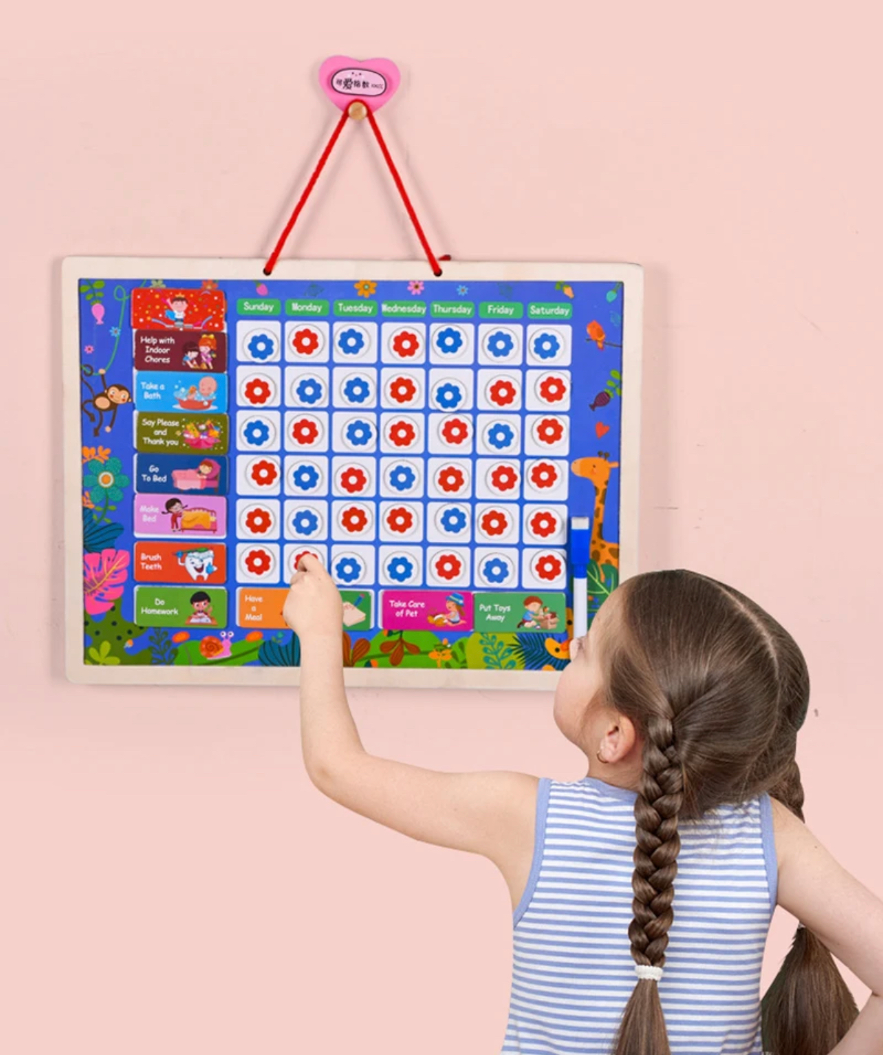 Mágneses tábla napi feladatok táblázattal (56db)