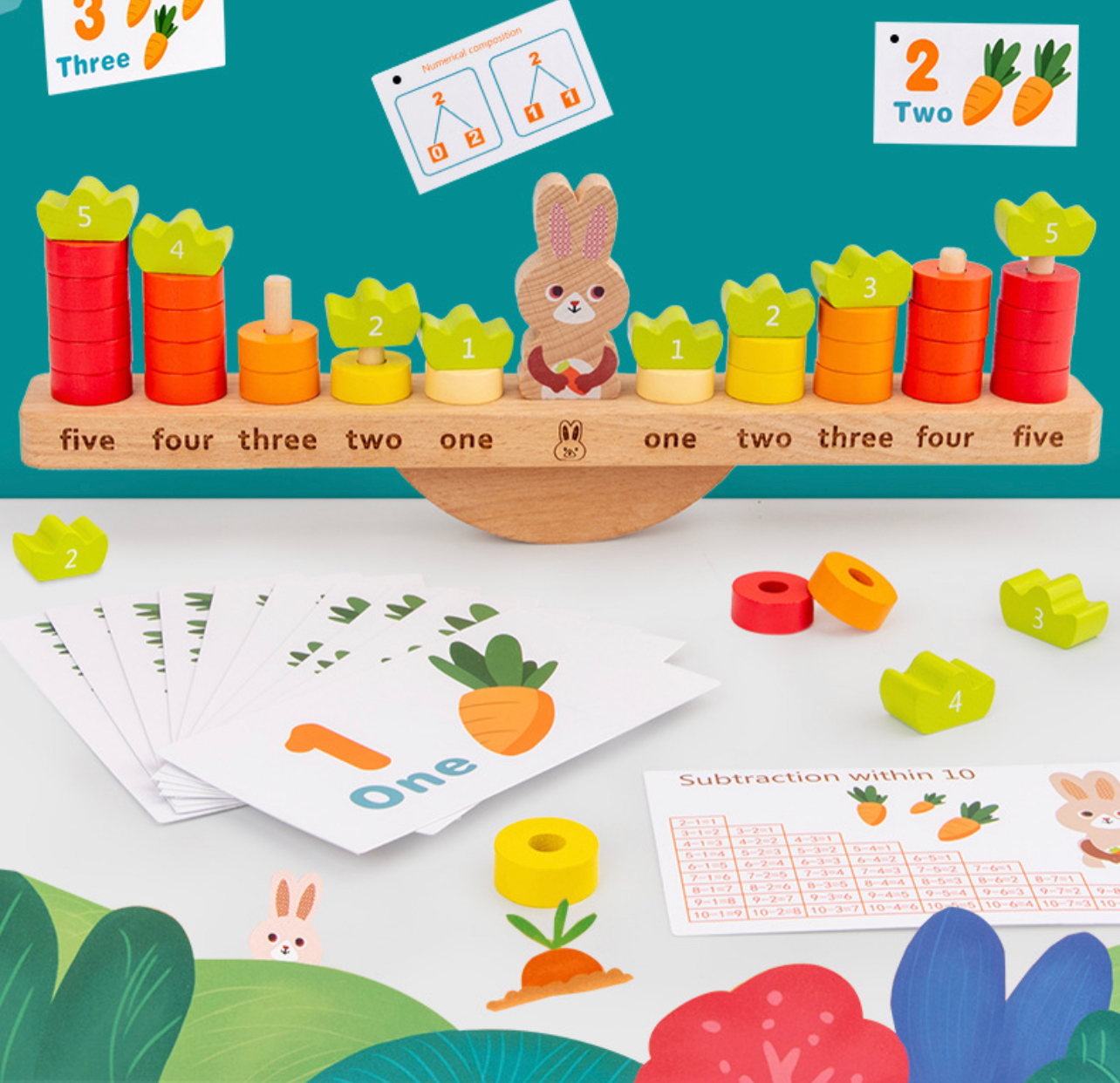 Fa oktatás számít,egyensúlyozós nyuszis játék-Matematikai játékok