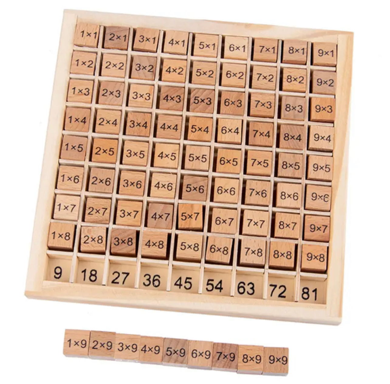 Fából készült matematikai szorzás tábla