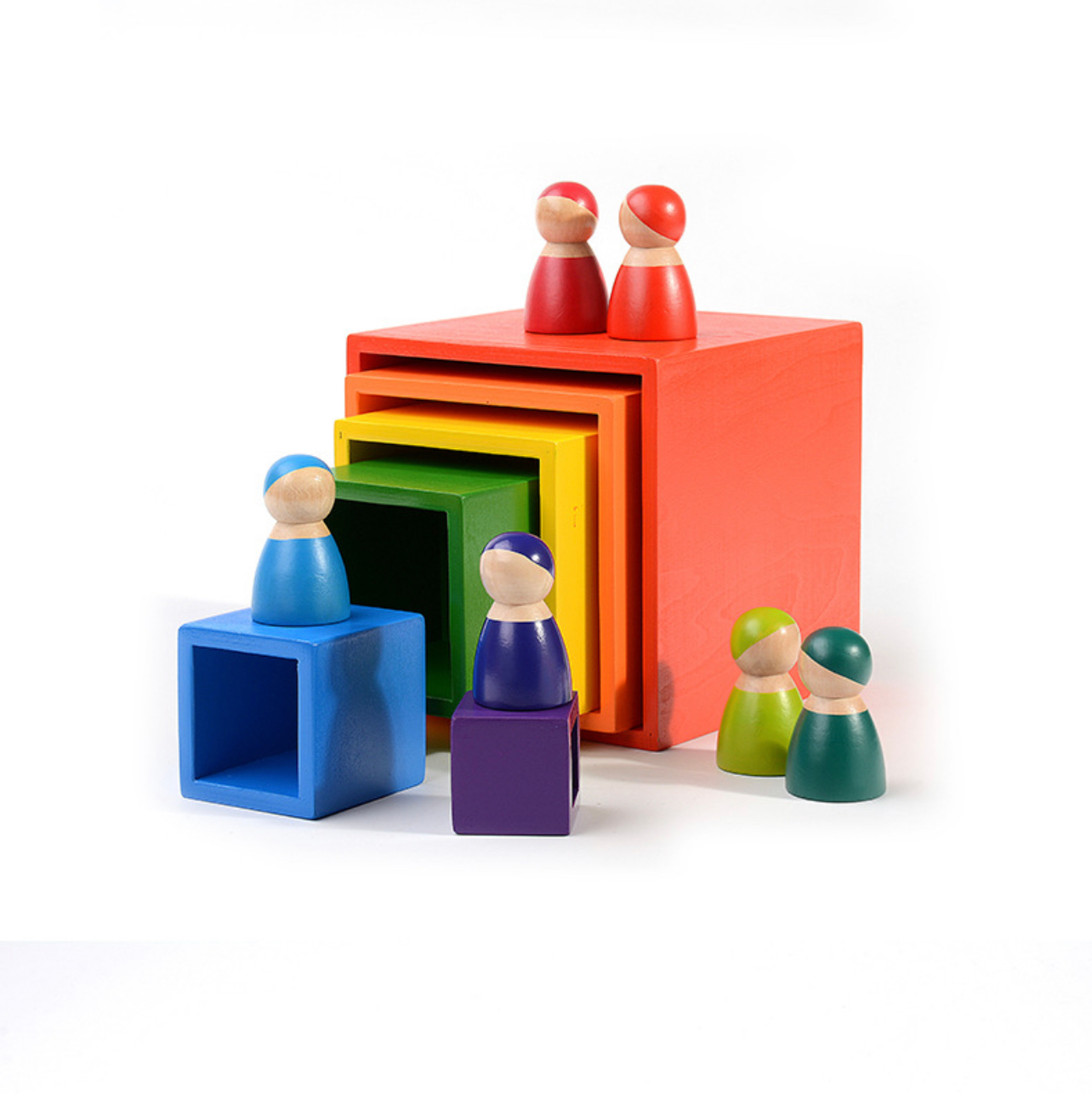 Montessori fából készült szivárvány figurák 12DB