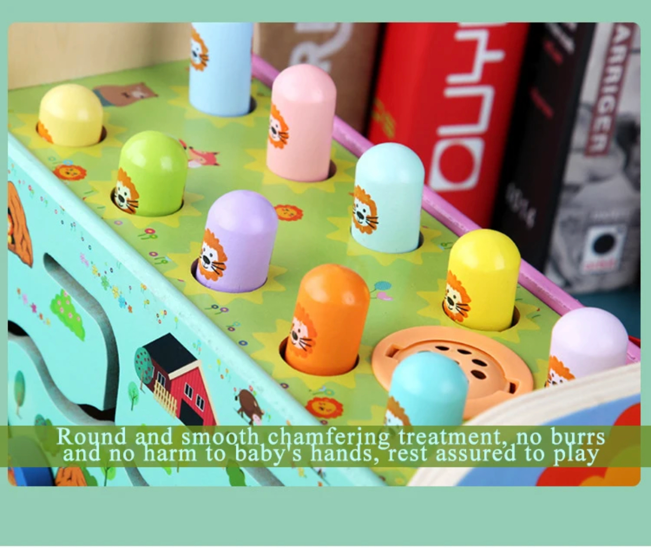 Montessori fa játék 3 in 1 Whack-a-mole Játék, érzékszervi játék