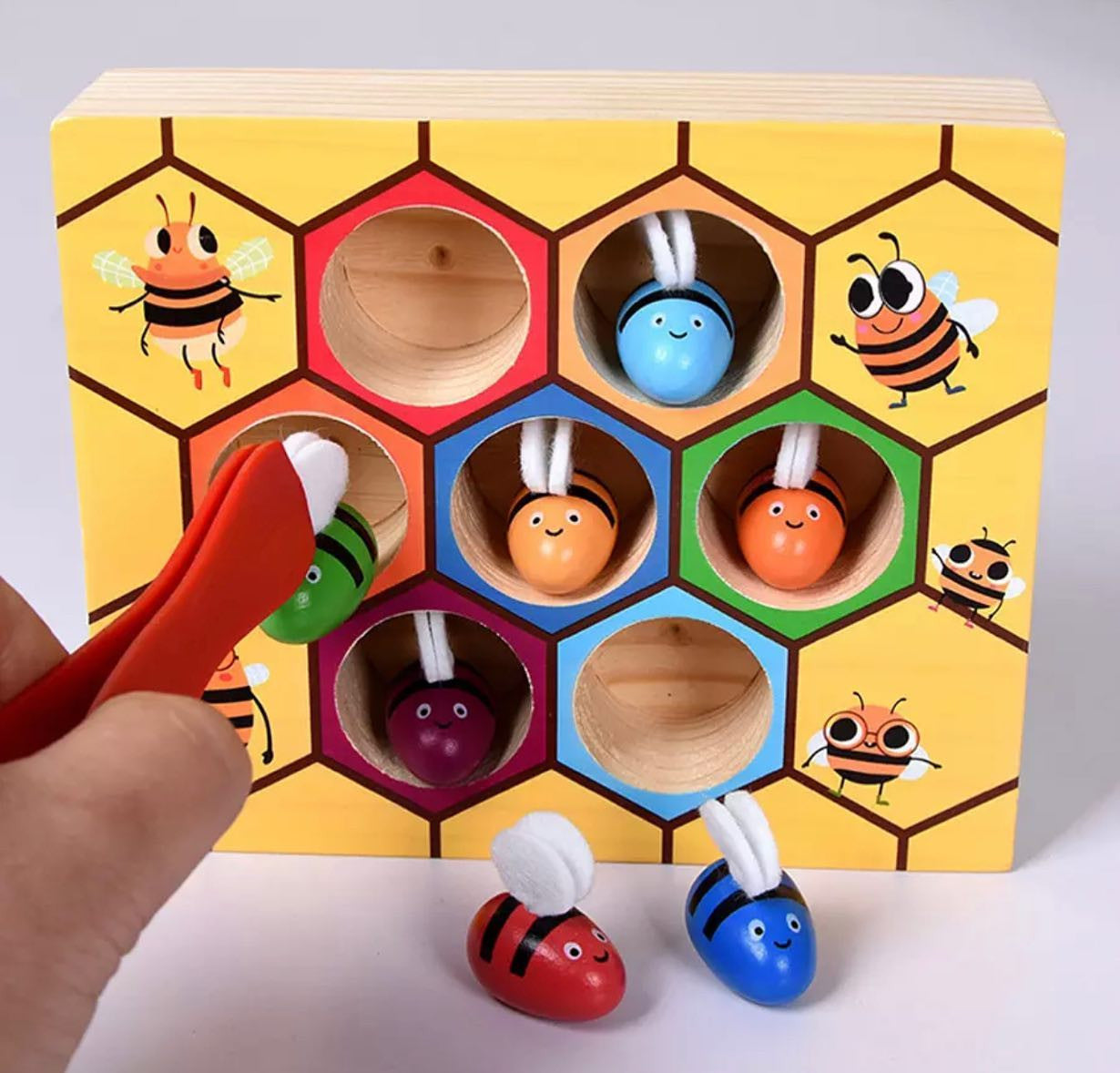 Montessori méh méhsejt oktató fa játék