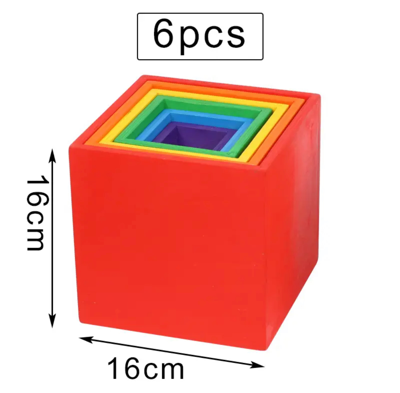 Montessori fából készült színes szivárvány nagy doboz (6db)