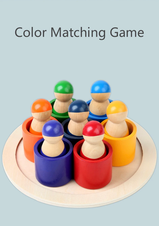 Montessori fából készült szivárvány emberek